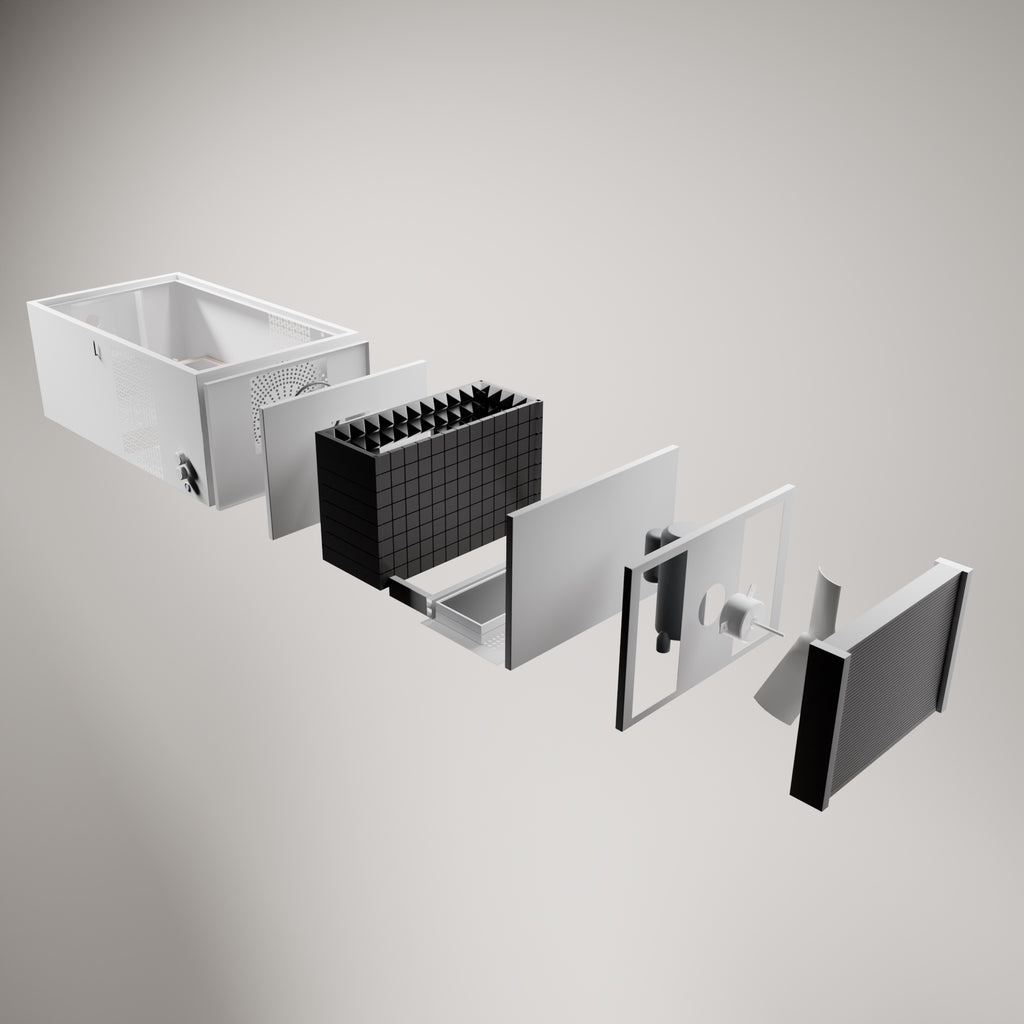 Breethr P1 outdoor unit, exploded view of components