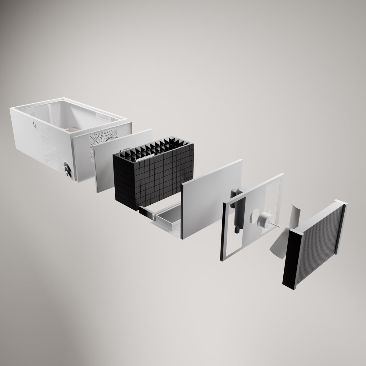 Breethr P1 outdoor unit, exploded view of components