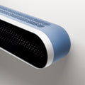 Breethr P1 indoor unit in Sapphire Blue, three-quarter view